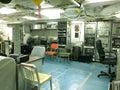 Electronics communications center on vintage WWII battleship Royalty Free Stock Photo