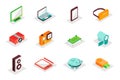 Electronics concept 3d isometric icons set. Pack isometry elements Royalty Free Stock Photo