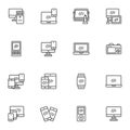 Electronics and devices line icons set