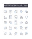 Electronics and high tech line icons collection. Collaboration, Diversity, Trade, Import, Export, Communication