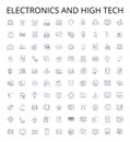 Electronics and high tech outline icons collection. Gadgets, Technology, Electronics, Computers, High-Tech, Smartphones