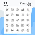 25 Electronics Icon Set. 100% Editable EPS 10 Files. Business Logo Concept Ideas Line icon design Royalty Free Stock Photo