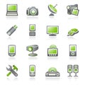 Electronics icons for web. Gray and green series. Royalty Free Stock Photo