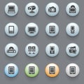 Electronics icons for web site on gray background.