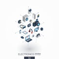 Electronics integrated 3d web icons. Digital network isometric concept. Royalty Free Stock Photo