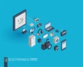 Electronics integrated 3d web icons. Growth and progress concept