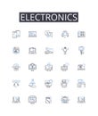 Electronics line icons collection. Technology, Gadgets, Devices, Robotics, Innovation, Automation, Computers vector and