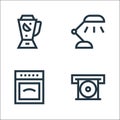 Electronics line icons. linear set. quality vector line set such as cd player, oven, desk lamp