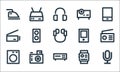 Electronics line icons. linear set. quality vector line set such as microphone, dvd, washing machine, smartwatch, digital camera, Royalty Free Stock Photo