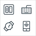 Electronics line icons. linear set. quality vector line set such as smartphone, watch, keyboard