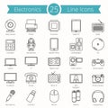 25 Electronics Line Icons Royalty Free Stock Photo