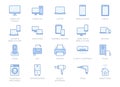 Electronics line icons. Vector outline illustration with icon - pc, digital tablet, phone, speaker, air conditioner Royalty Free Stock Photo