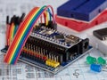Electronics and microprocessor.Electronic DIY project Arduino.Drawing on a light background.Do it yourself.Programming Royalty Free Stock Photo