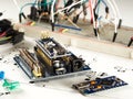 Electronics and microprocessor.Electronic DIY project Arduino.Drawing on a light background.Do it yourself.Programming Royalty Free Stock Photo