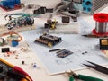 Electronics and microprocessor.Electronic DIY project Arduino.Drawing on a light background.Do it yourself.Programming Royalty Free Stock Photo