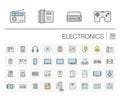 Electronics and multimedia color vector icons