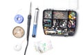 Electronics parts, components and tools for soldering