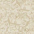 Electronics retro seamless line art design vector illustration