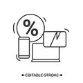 Electronics sale icon. Smartphone, laptop computer and discount pictogram, vector illustration