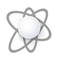 Electronics, science, physics. Vector flat illustration. Atom structure icon isolated on basckground. Nuclear energy.