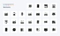 25 Electronics Solid Glyph icon pack. Vector icons illustration Royalty Free Stock Photo