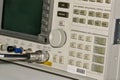 Electronics Spectrum Analyzer buttons and display, science and technology equipment. Royalty Free Stock Photo