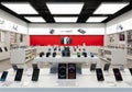 Electronics store display with smartphones and tablets Royalty Free Stock Photo