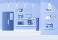 Electronics Store that Sells Computers, TV, Cellphones and Buying Home Appliance Product in Flat Background Illustration