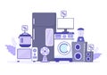 Electronics Store that Sells Computers, TV, Cellphones and Buying Home Appliance Product in Flat Background Illustration