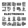 electronics technician industry icons set vector