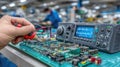 Electronics Technician Repairing Circuit Board with Testing Equipment Royalty Free Stock Photo