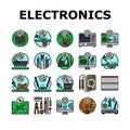 electronics technician technology icons set vector