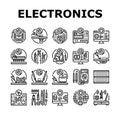 electronics technician technology icons set vector