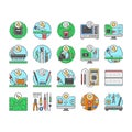 electronics technician technology icons set vector