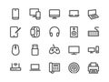 Electronics, Technology Store Line Icon. Vector Illustration Flat style. Included Icons as Tv, Computer, Phone, Audio Royalty Free Stock Photo