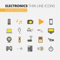 Electronics Technology Thin Line Icons Set with Computer and Gadgets Royalty Free Stock Photo