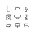 electronics vector icons set, white background, vector