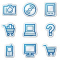 Electronics web icons, blue contour sticker series Royalty Free Stock Photo