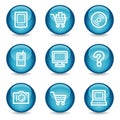 Electronics web icons, blue glossy sphere series