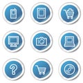 Electronics web icons set 1, blue sticker series Royalty Free Stock Photo