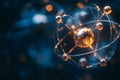 Electrons orbiting around nucleus in dynamic atomic structure