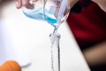 Electroplating experiment in chemistry laboratory. Royalty Free Stock Photo