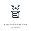 Electroshock weapon icon. Thin linear electroshock weapon outline icon isolated on white background from law and justice Royalty Free Stock Photo