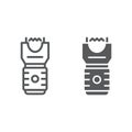 Electroshock weapon line and glyph icon, protection and security, firearm sign, vector graphics, a linear pattern on a