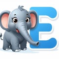 An elefant clipart and letter E