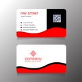 Elegan Red White Business Card With QR Code