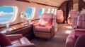 Elegance at Altitude: Pink Luxury Jet Interior