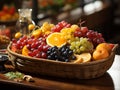 leaves and fruits in a beautifully composed basket.