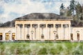 Kurhaus of Baden-Baden, Baden-WÃÂ¼rttemberg, Germany. Watercolor Illustration.