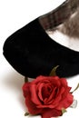 Elegance black shoe with little red rose